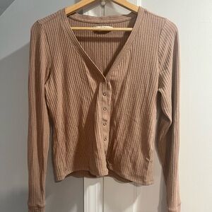 Abercrombie & Fitch Taupe Ribbed Knit Top